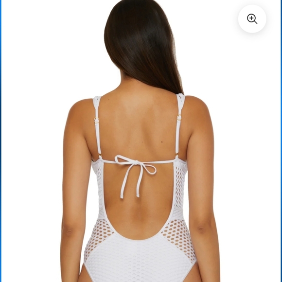 Becca Castaway Plunge One Piece Swimsuit In White - Picture 3 of 16